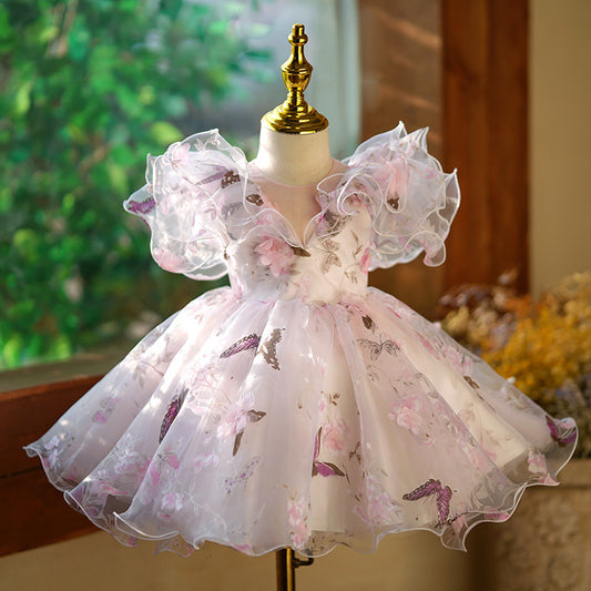 Puffy Butterfly Children's Party Dress